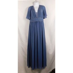 Ever Pretty Chiffon Formal Dress A-Line Short‎ Sleeve Floor Length Lace Size 14
